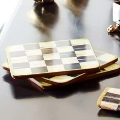 MacKenzie-Childs Courtly Check Cork Back Coasters, Set of 4< Table Accessories|Kitchen & Table Linens