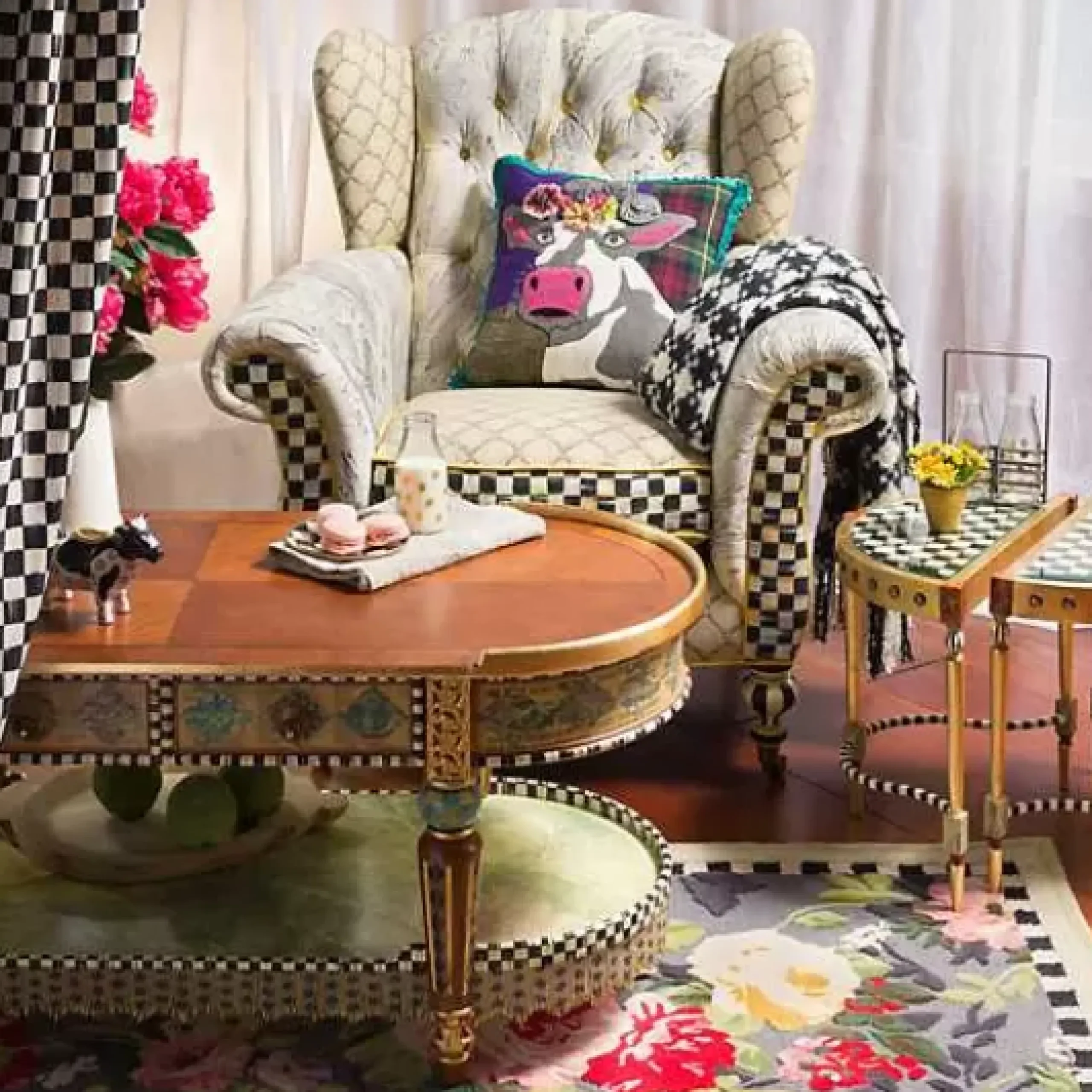 MacKenzie-Childs Courtly Check Curtain Panel< Room Accents