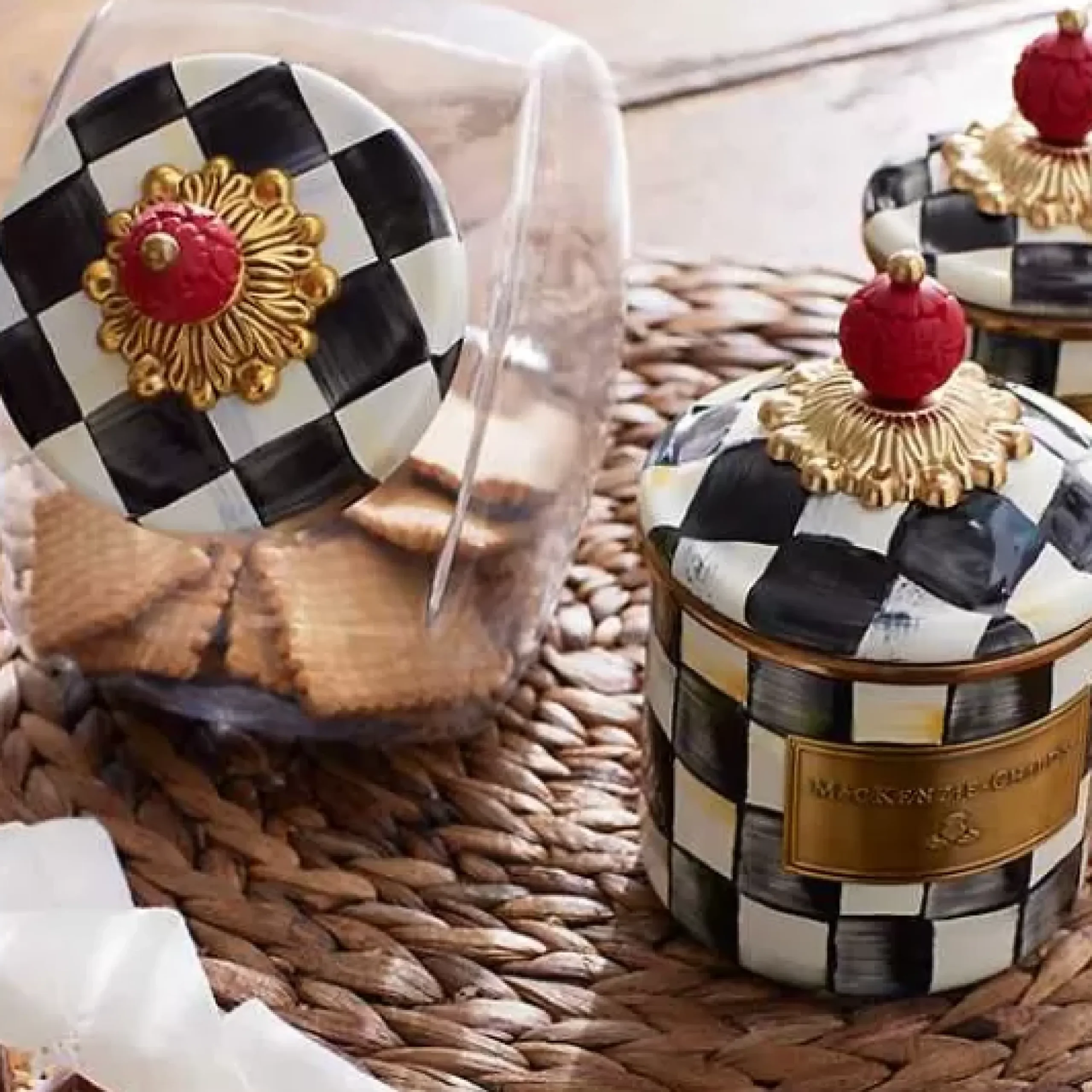 MacKenzie-Childs Courtly Check Demi Canister< Room Accents|Kitchen Storage & Organization