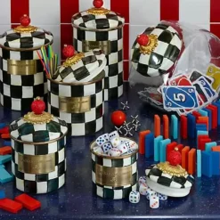 MacKenzie-Childs Courtly Check Demi Canister< Room Accents|Kitchen Storage & Organization