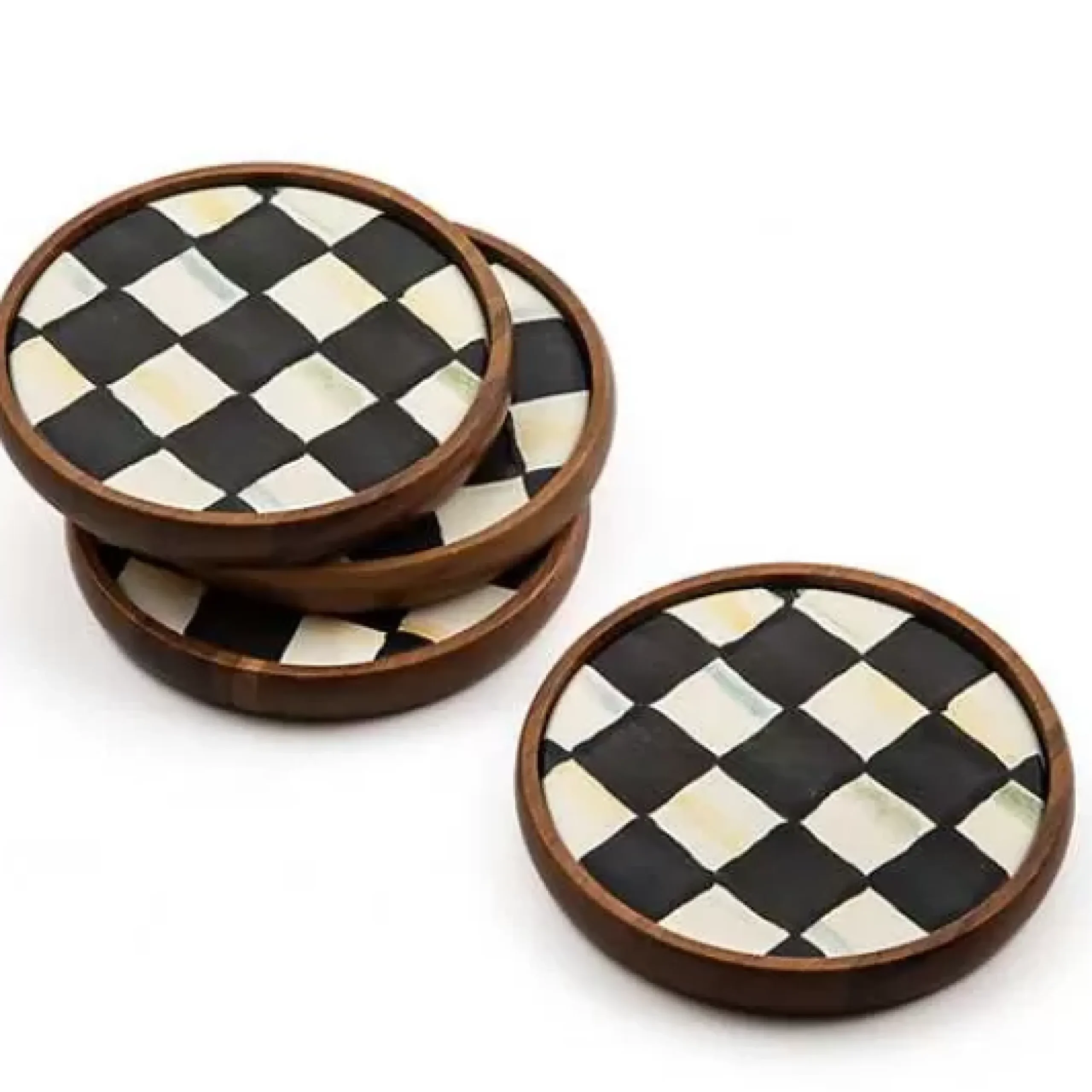 MacKenzie-Childs Courtly Check Enamel Coasters, Set of 4< Table Accessories|Kitchen & Table Linens