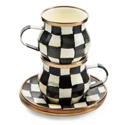 MacKenzie-Childs Courtly Check Espresso Cup Saucer Set< The Coffee Shop|Dinnerware & Flatware