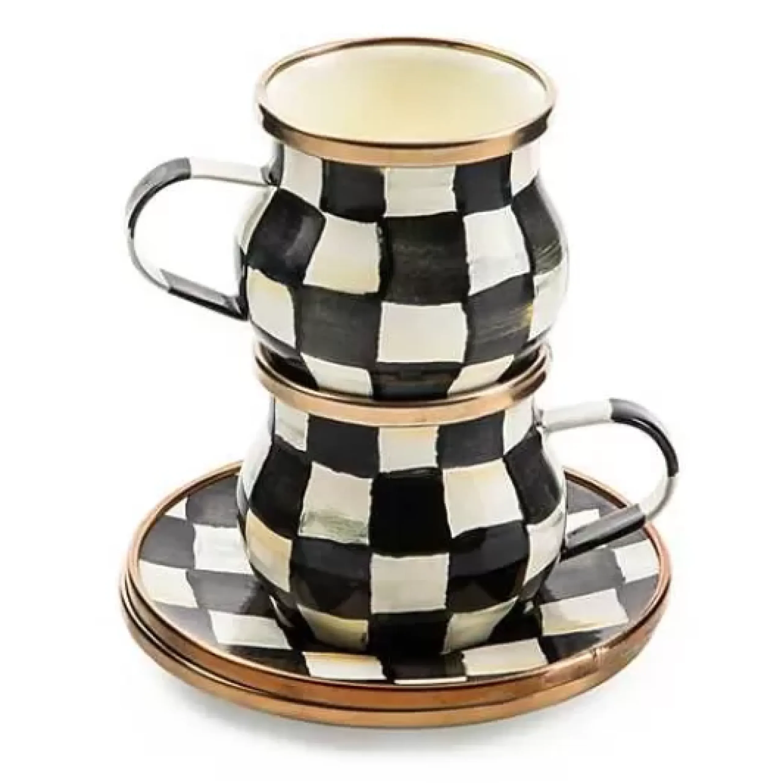 MacKenzie-Childs Courtly Check Espresso Cup Saucer Set< The Coffee Shop|Dinnerware & Flatware