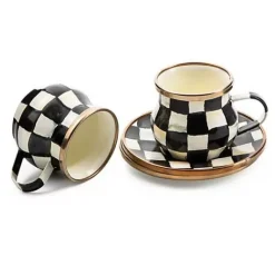 MacKenzie-Childs Courtly Check Espresso Cup Saucer Set< The Coffee Shop|Dinnerware & Flatware