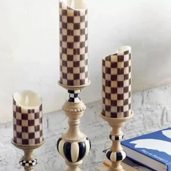 MacKenzie-Childs Courtly Check Flicker 5 Pillar Candle< Candles & Fragrances|Table Accessories