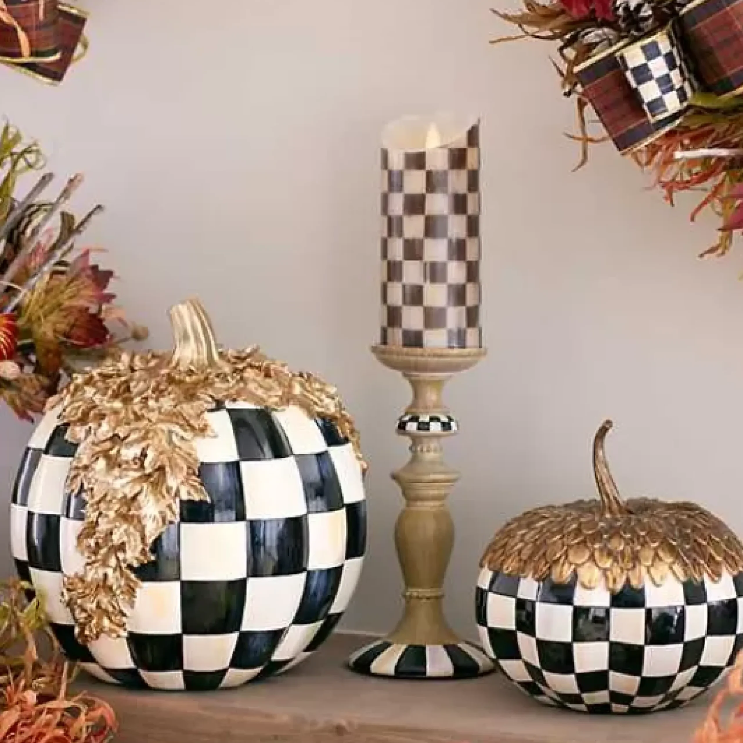 MacKenzie-Childs Courtly Check Flicker 5 Pillar Candle< Candles & Fragrances|Table Accessories