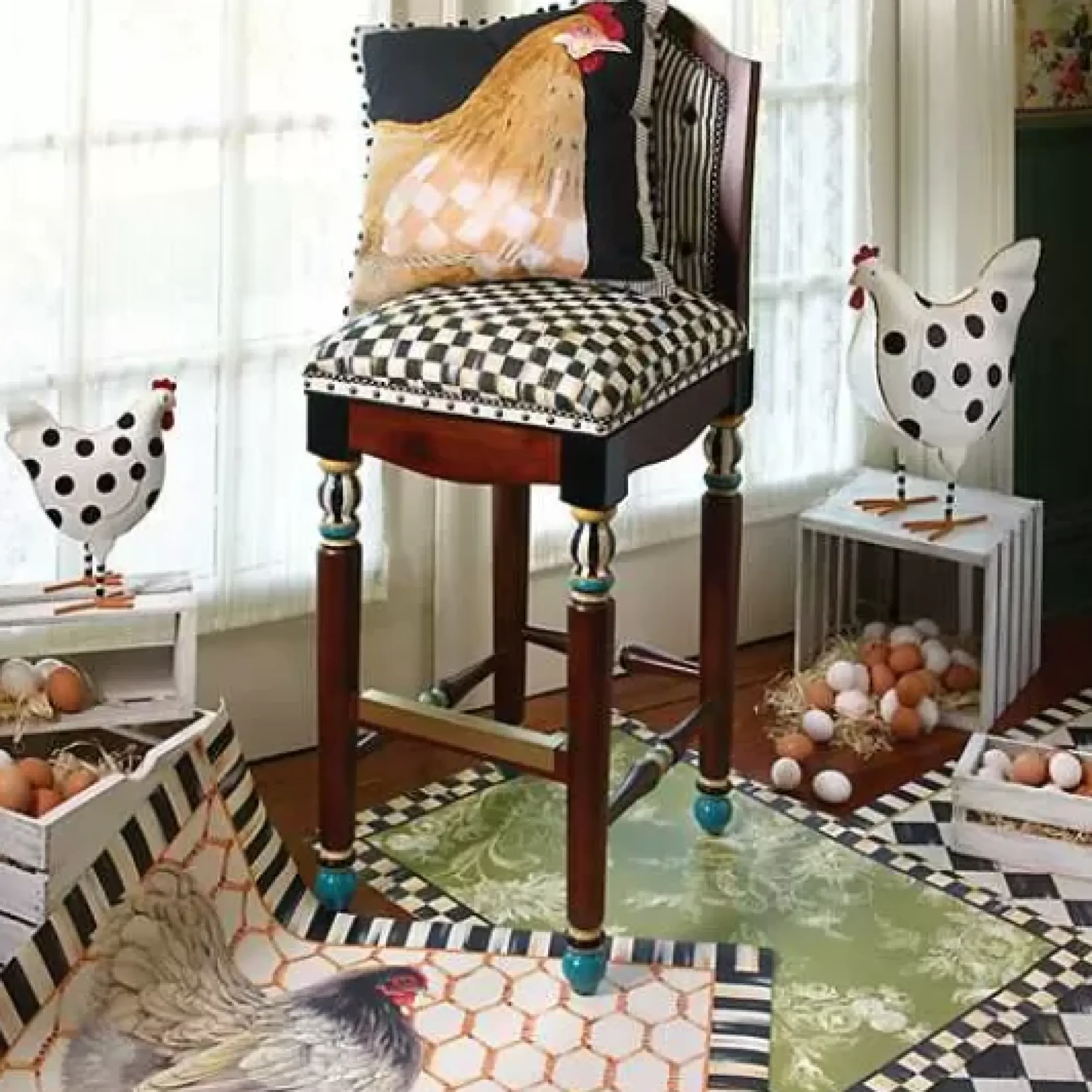 MacKenzie-Childs Courtly Check Floor Mat - 2'6 x 8' Runner< Rugs