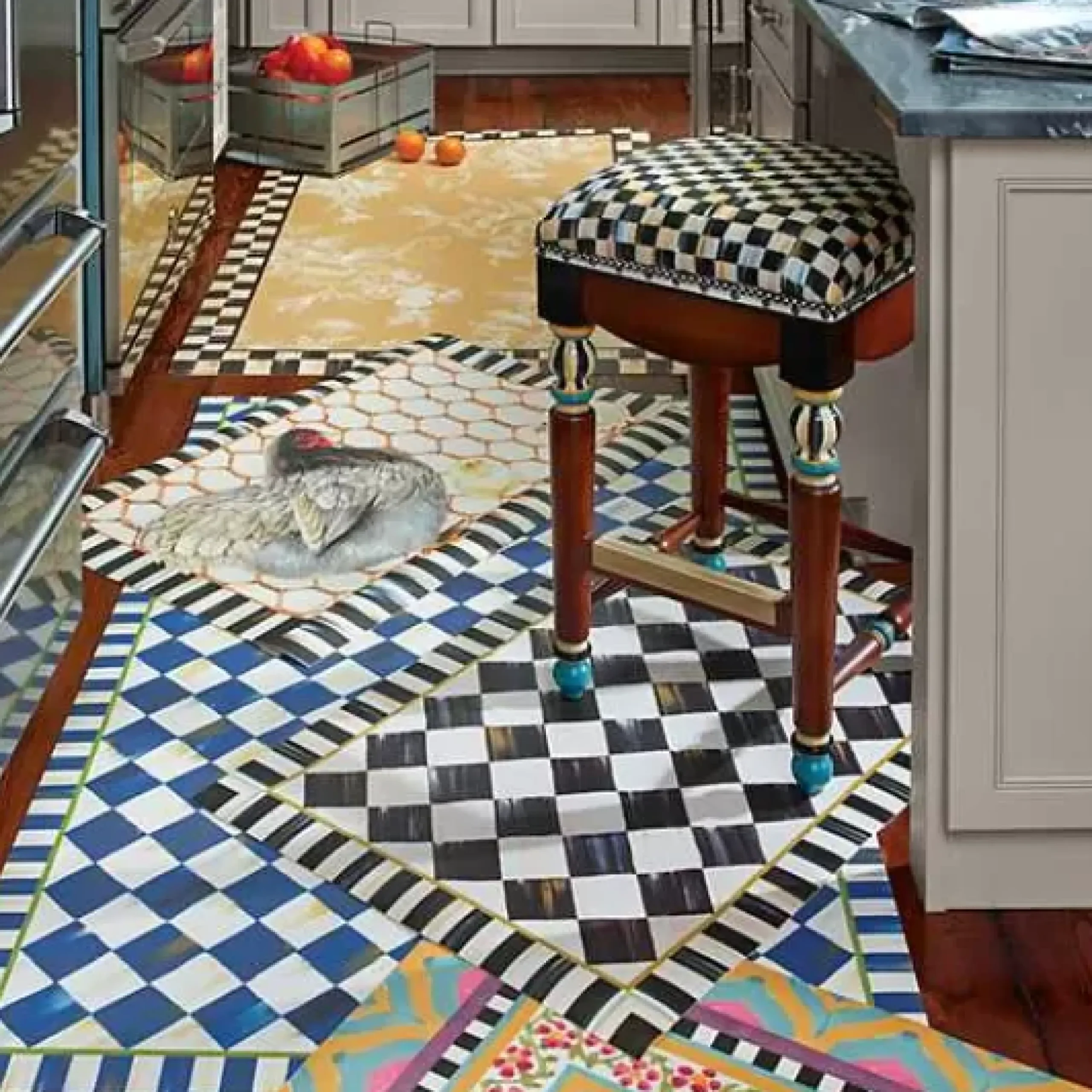 MacKenzie-Childs Courtly Check Floor Mat - 2'6 x 8' Runner< Rugs