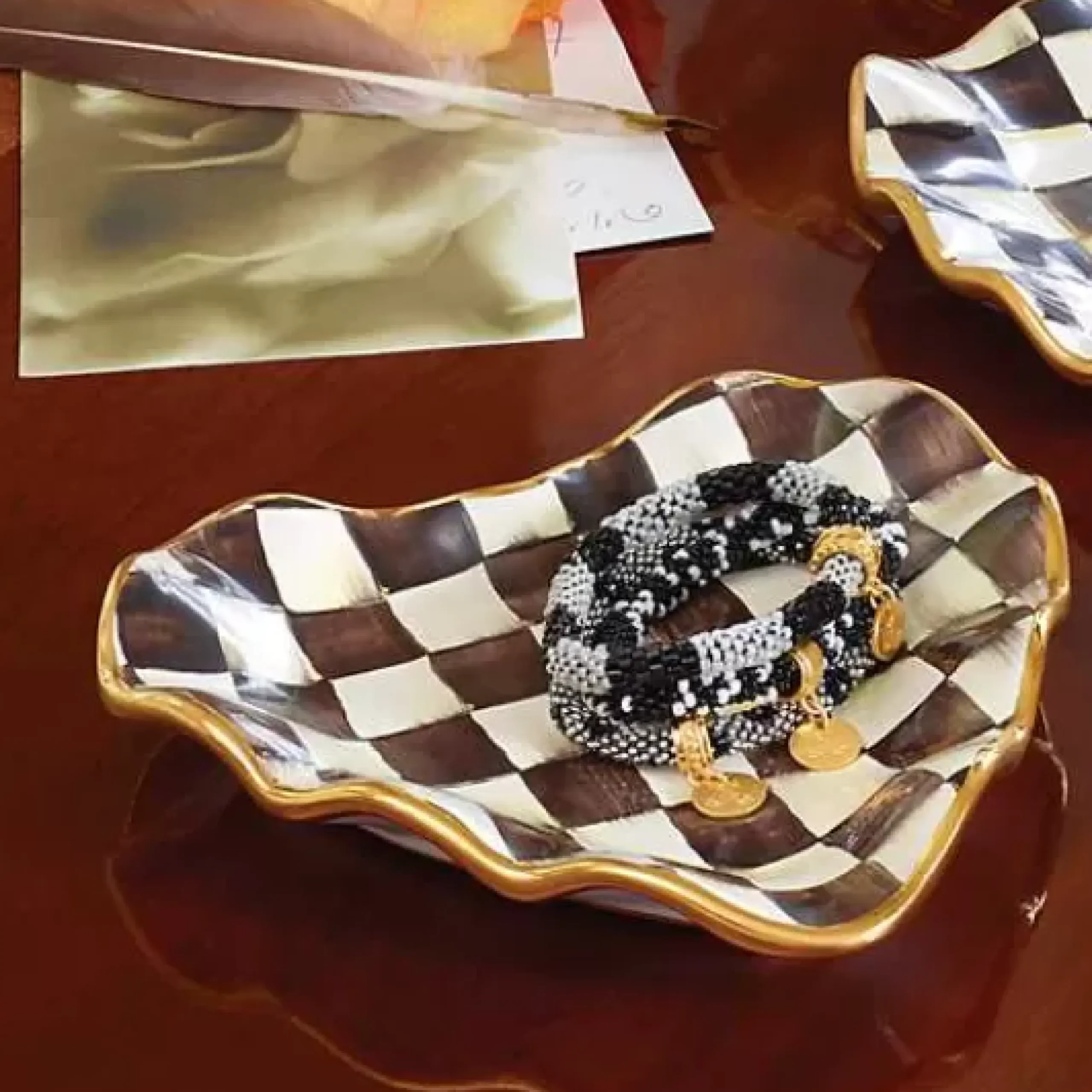 MacKenzie-Childs Courtly Check Fluted Heart Plate< Bar Entertaining|Serveware