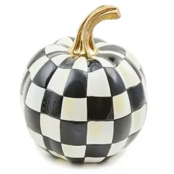 MacKenzie-Childs Courtly Check Glossy Mini Pumpkin< Pumpkins|The Halloween Shop