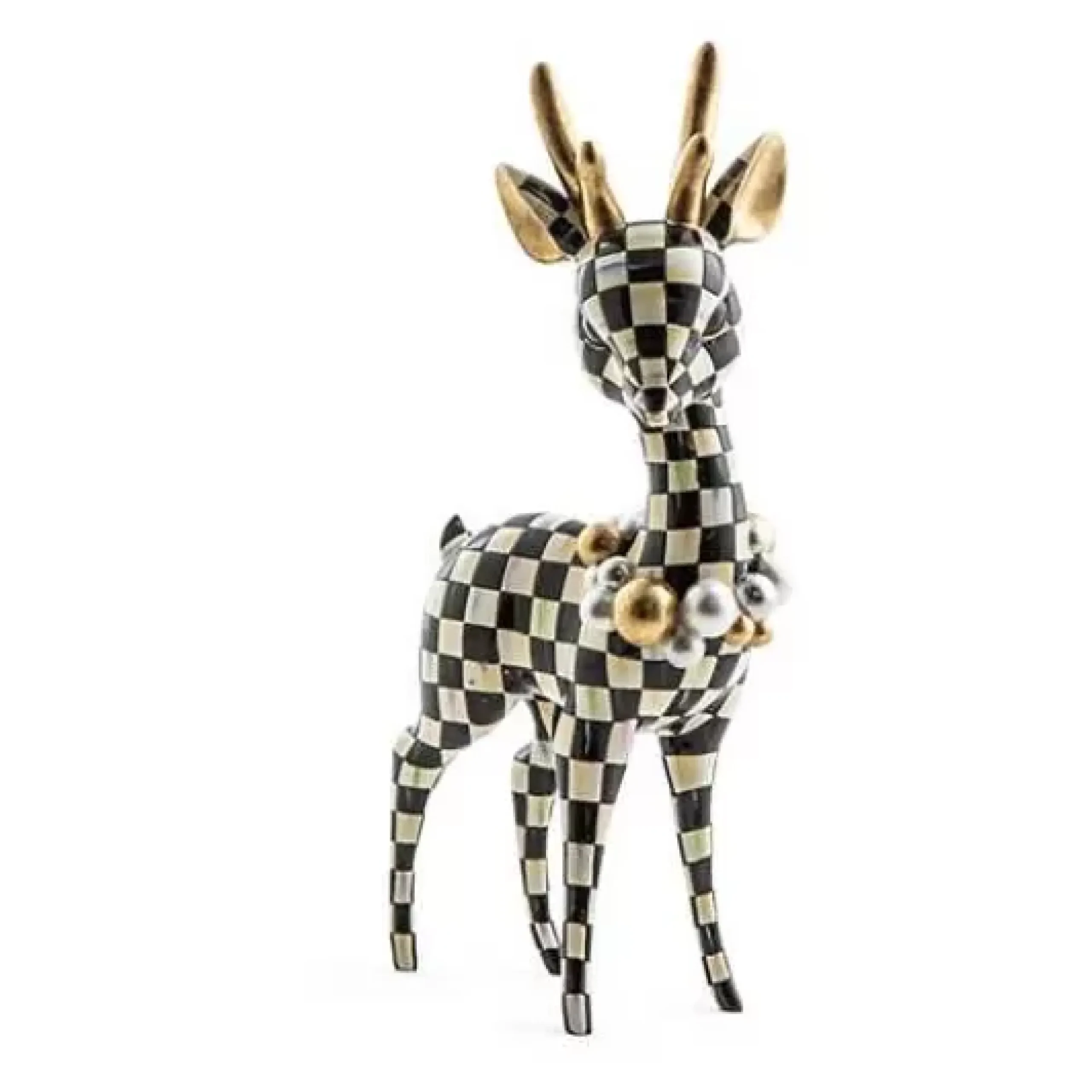 MacKenzie-Childs Courtly Check Gold Deary Deer< Holiday|Room Accents