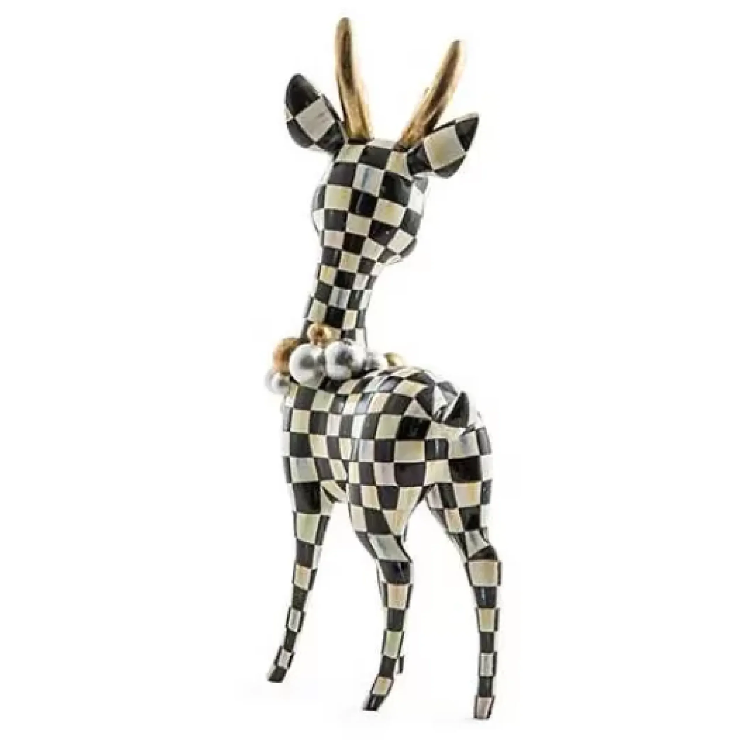 MacKenzie-Childs Courtly Check Gold Deary Deer< Holiday|Room Accents