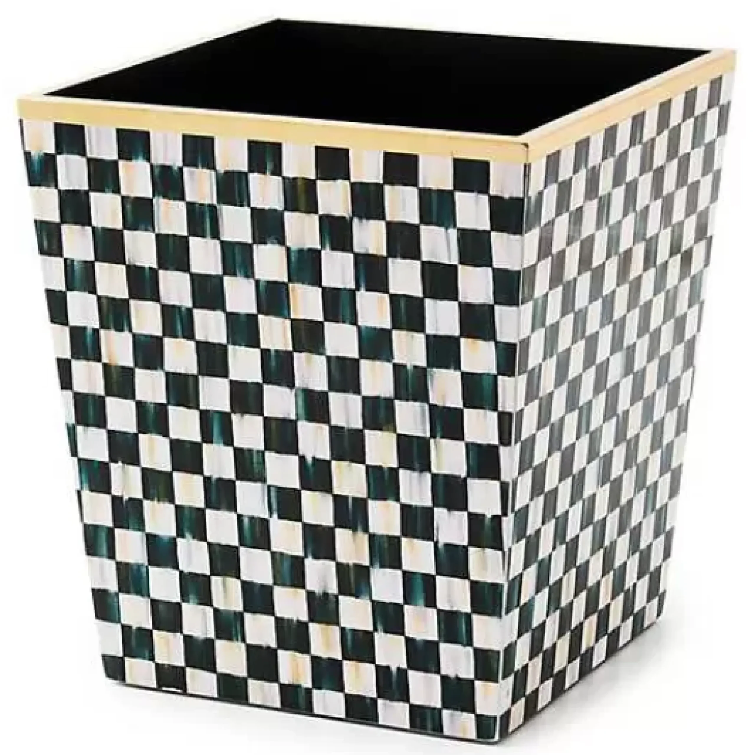 MacKenzie-Childs Courtly Check Lacquer Waste Bin< Bath & Bath Accessories