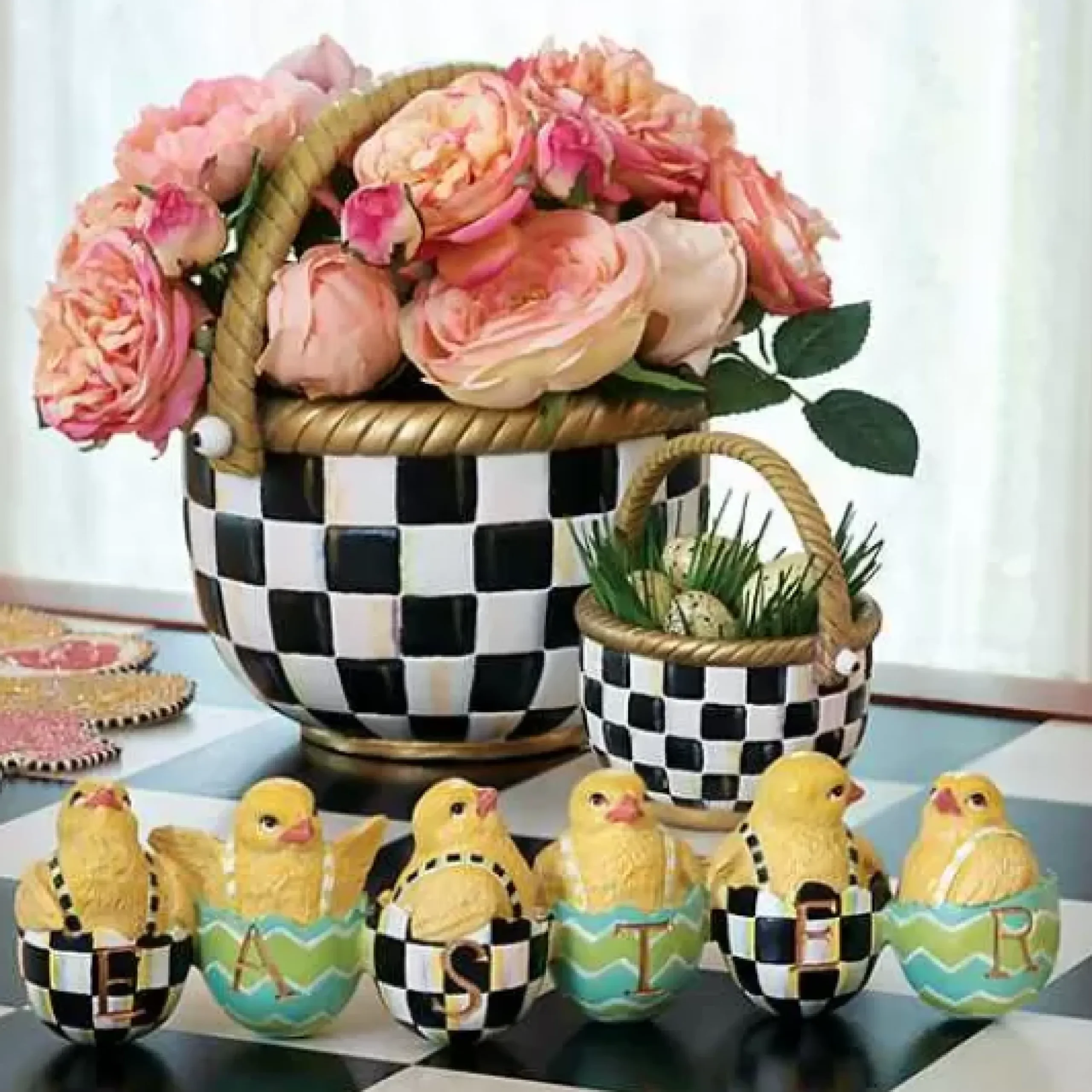 MacKenzie-Childs Courtly Check Large Basket< Easter|Spring