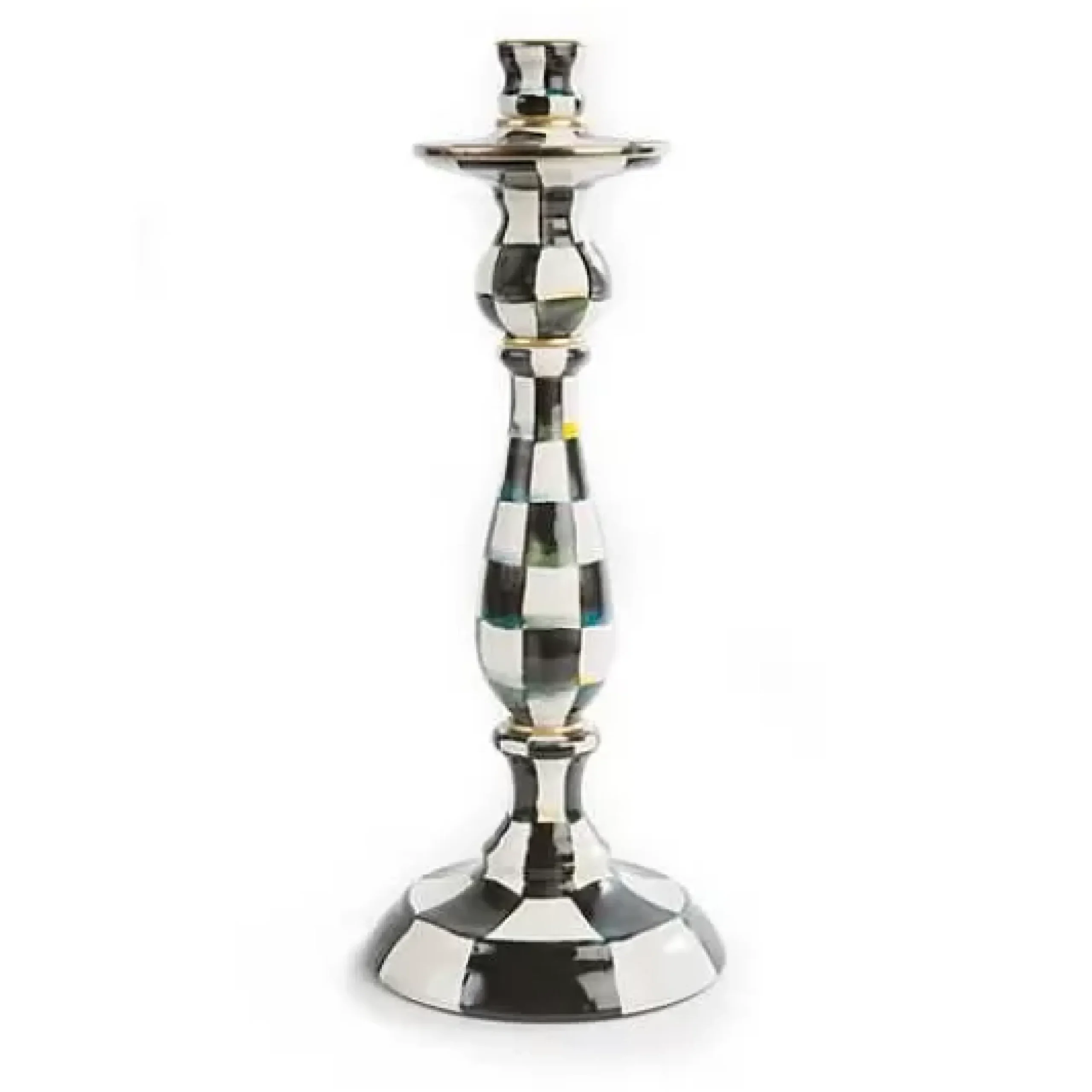 MacKenzie-Childs Courtly Check Large Enamel Candlestick< Candles & Fragrances|Table Accessories