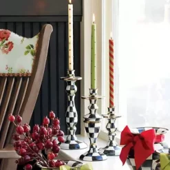 MacKenzie-Childs Courtly Check Large Enamel Candlestick< Candles & Fragrances|Table Accessories