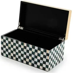 MacKenzie-Childs Courtly Check Large Lacquer Decorative Box with Gold Hinged Lid< Room Accents