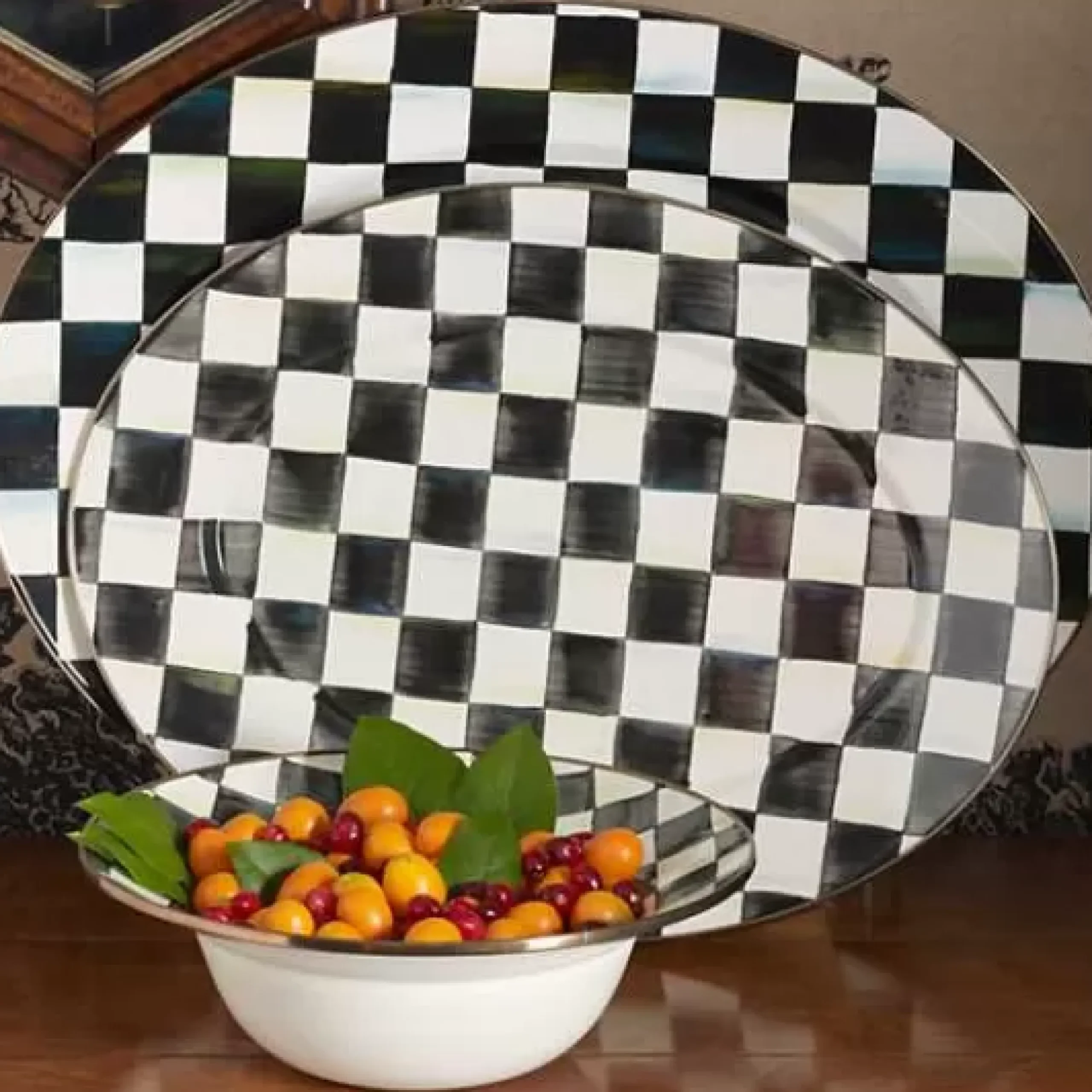MacKenzie-Childs Courtly Check Large Oval Platter< Bar Entertaining|Serveware