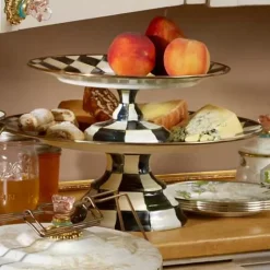MacKenzie-Childs Courtly Check Large Pedestal Platter< Serveware