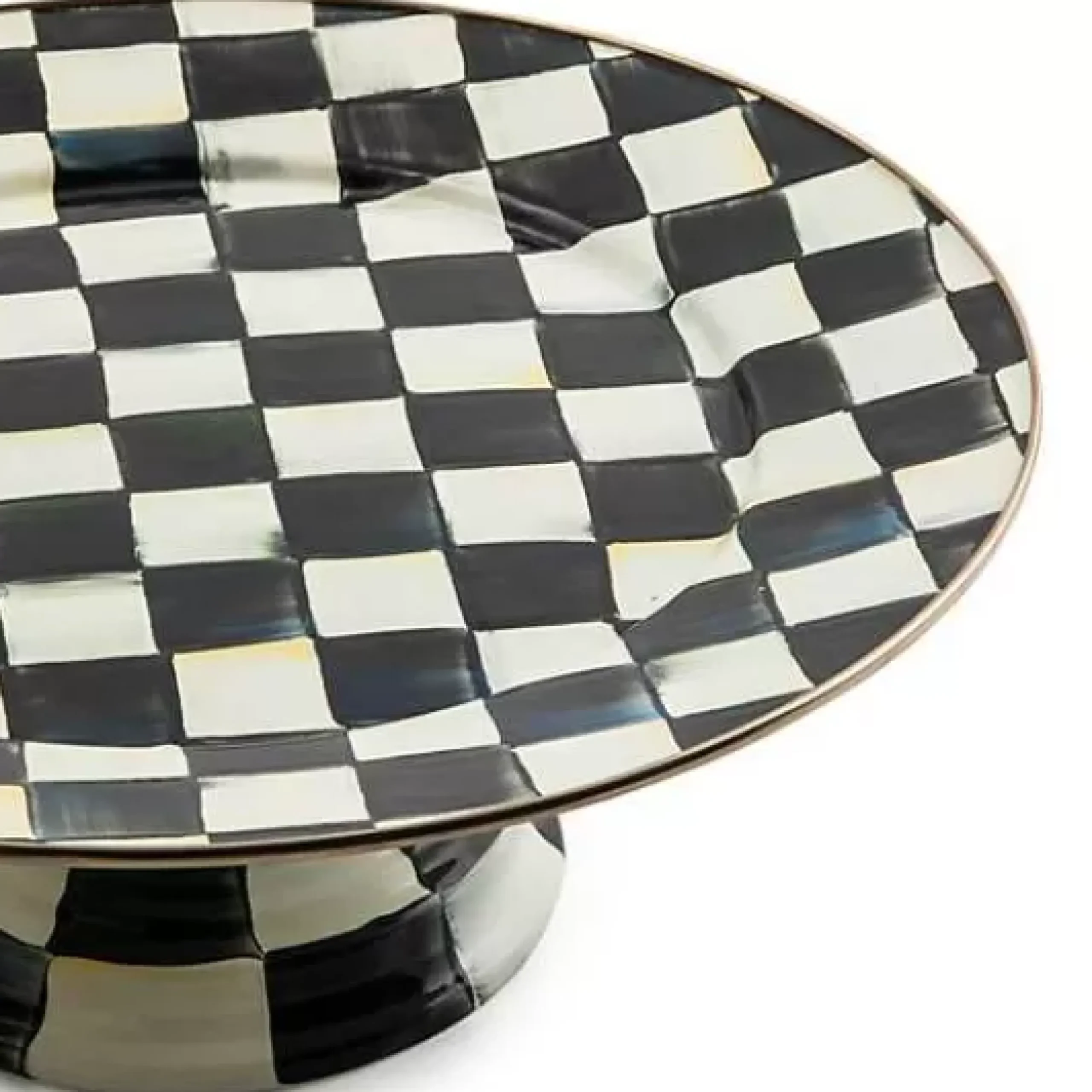 MacKenzie-Childs Courtly Check Large Pedestal Platter< Serveware