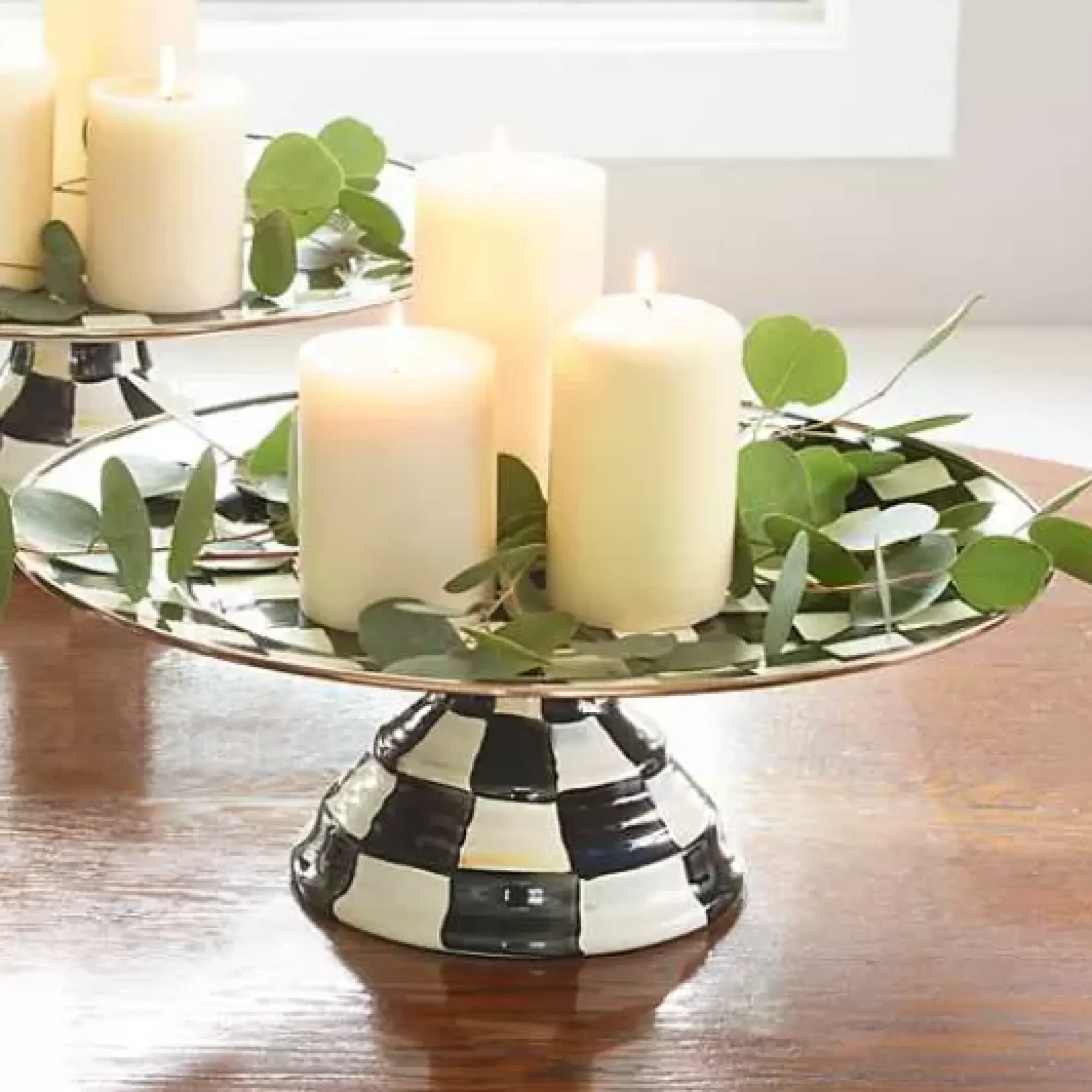 MacKenzie-Childs Courtly Check Large Pedestal Platter< Serveware