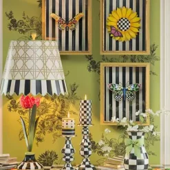 MacKenzie-Childs Courtly Check Large Pillar Candlestick< Candles & Fragrances|Table Accessories