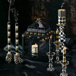 MacKenzie-Childs Courtly Check Large Pillar Candlestick< Candles & Fragrances|Table Accessories