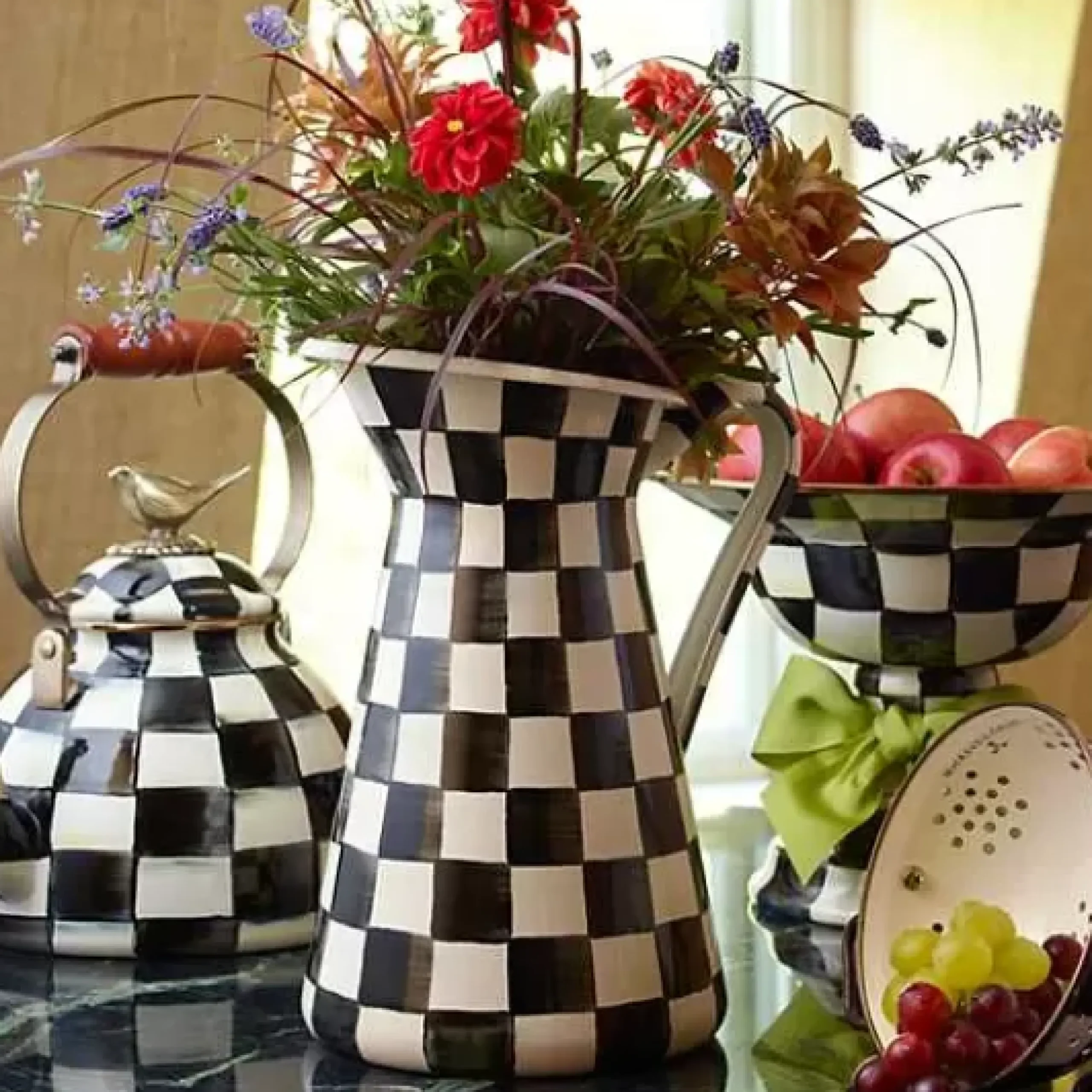 MacKenzie-Childs Courtly Check Large Practical Pitcher< Bar Entertaining|Serveware