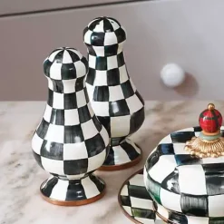 MacKenzie-Childs Courtly Check Large Salt Pepper Shakers< Table Accessories|Serveware