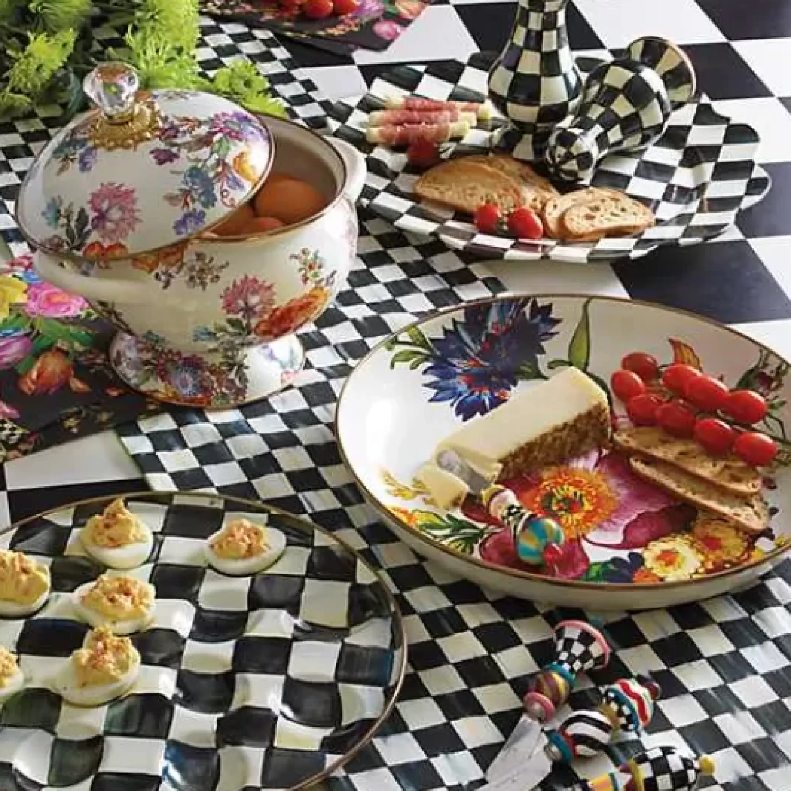 MacKenzie-Childs Courtly Check Large Salt Pepper Shakers< Table Accessories|Serveware