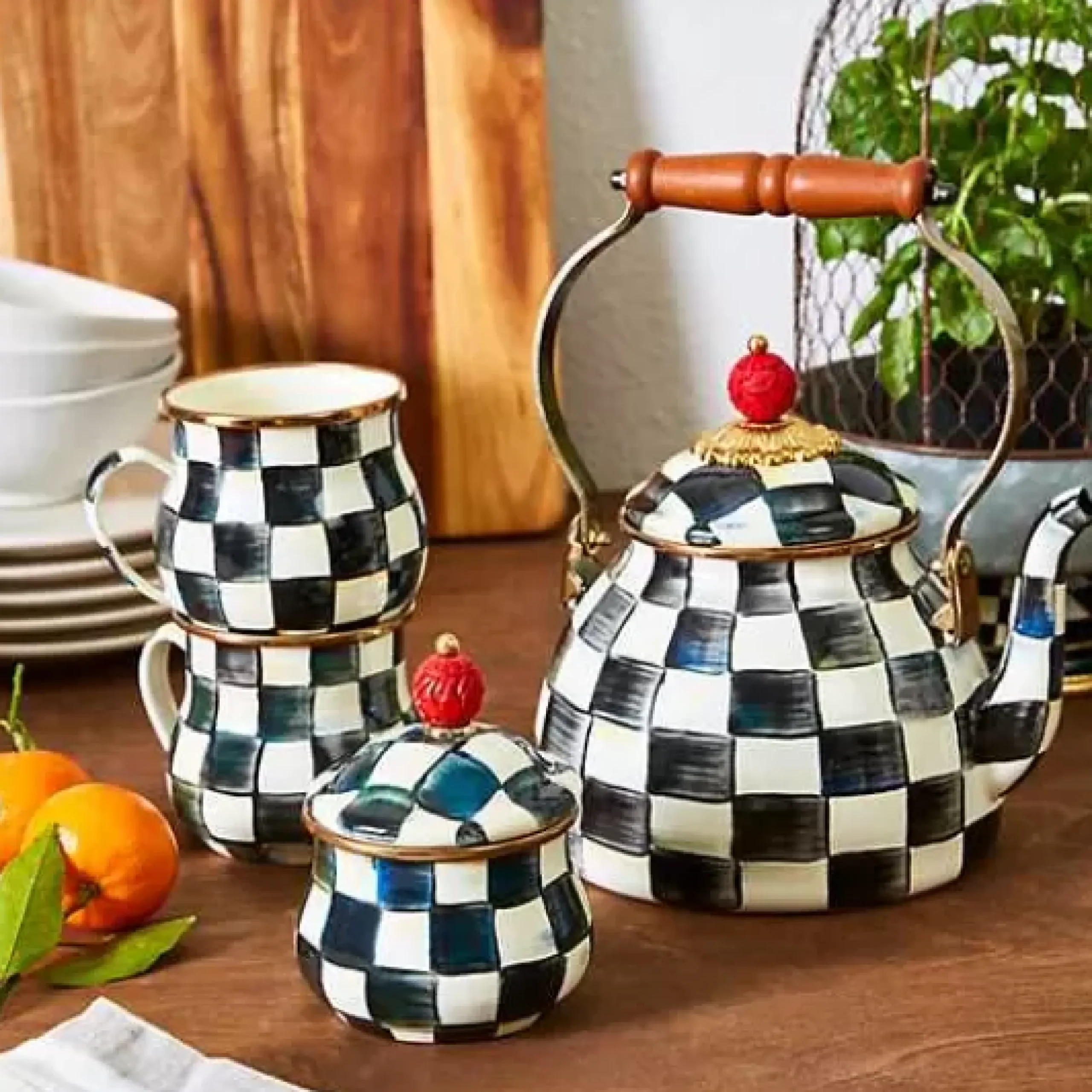 MacKenzie-Childs Courtly Check Lidded Sugar Bowl< The Coffee Shop|Serveware