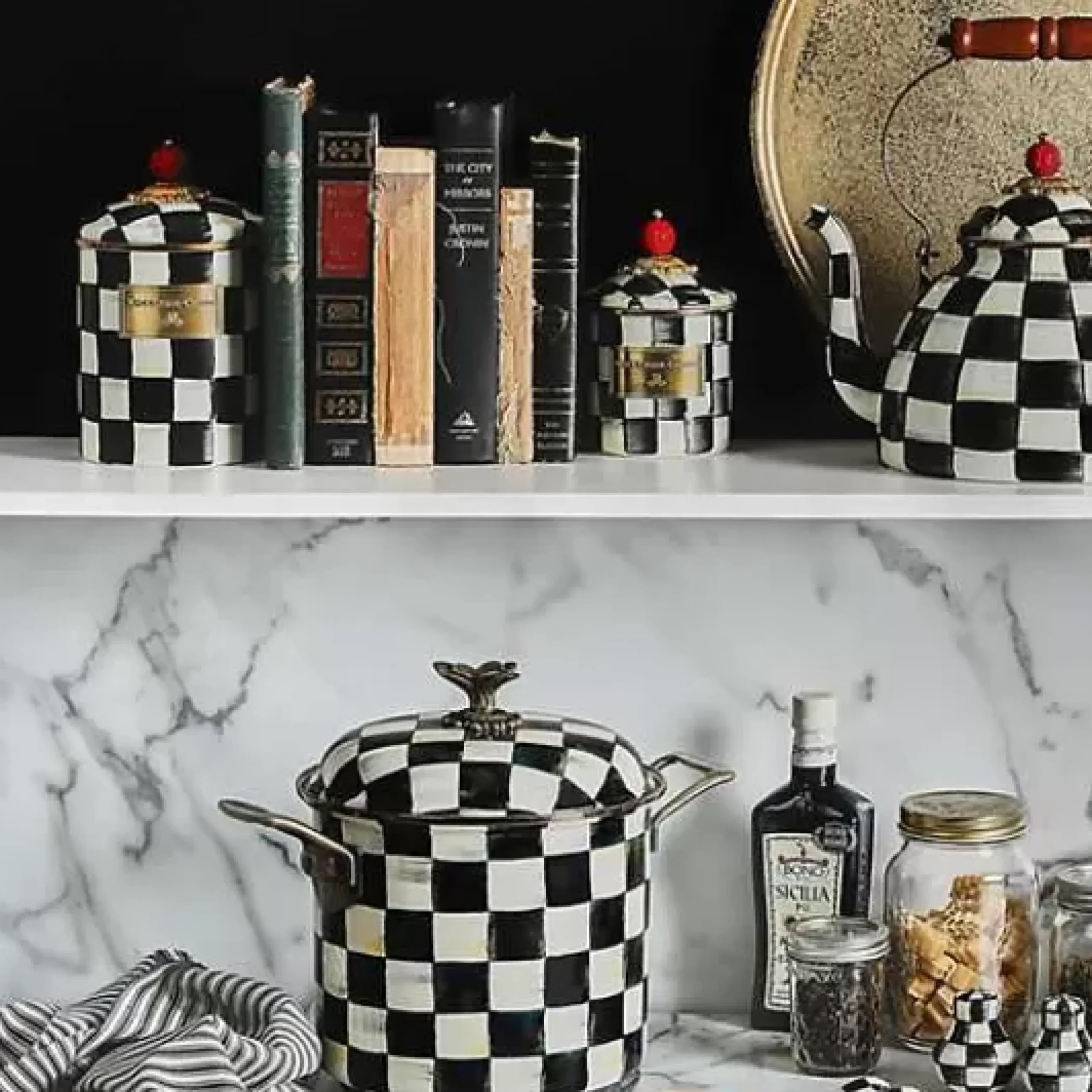 MacKenzie-Childs Courtly Check Medium Canister< Room Accents|Kitchen Storage & Organization