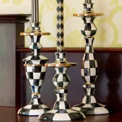 MacKenzie-Childs Courtly Check Medium Enamel Candlestick< Candles & Fragrances|Table Accessories