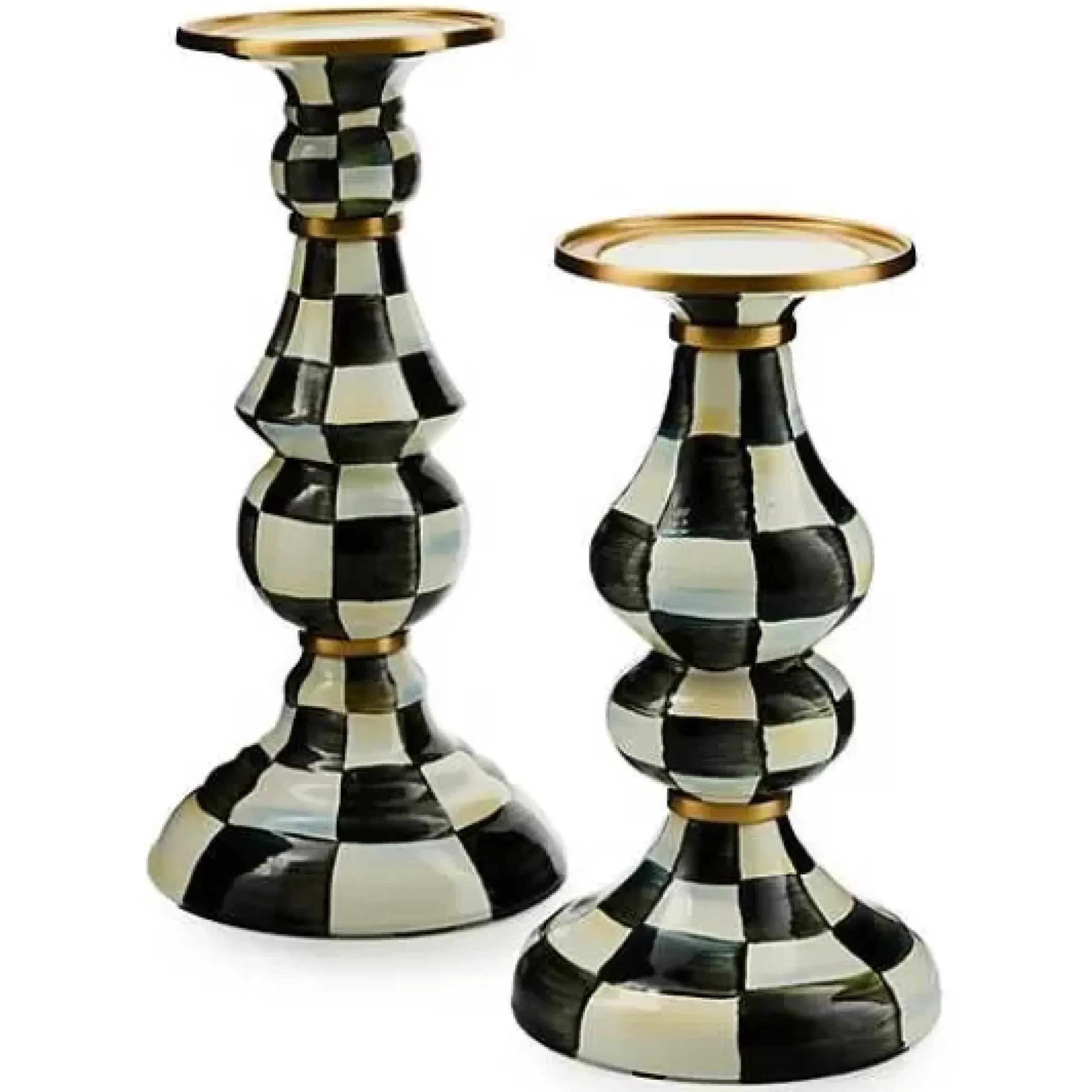 MacKenzie-Childs Courtly Check Medium Pillar Candlestick< Candles & Fragrances|Table Accessories