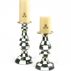 MacKenzie-Childs Courtly Check Medium Pillar Candlestick< Candles & Fragrances|Table Accessories