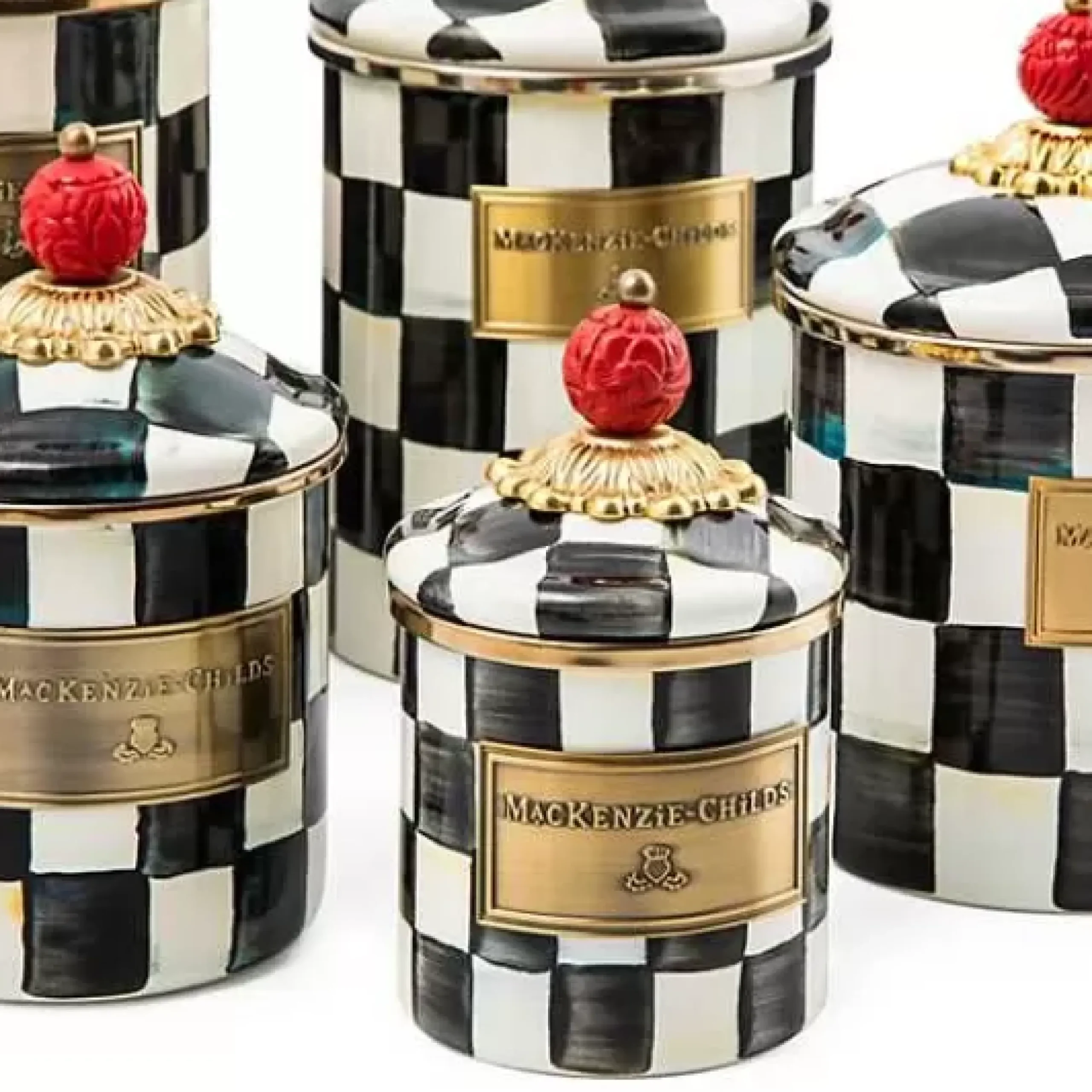 MacKenzie-Childs Courtly Check Mini Canister< Room Accents|Kitchen Storage & Organization