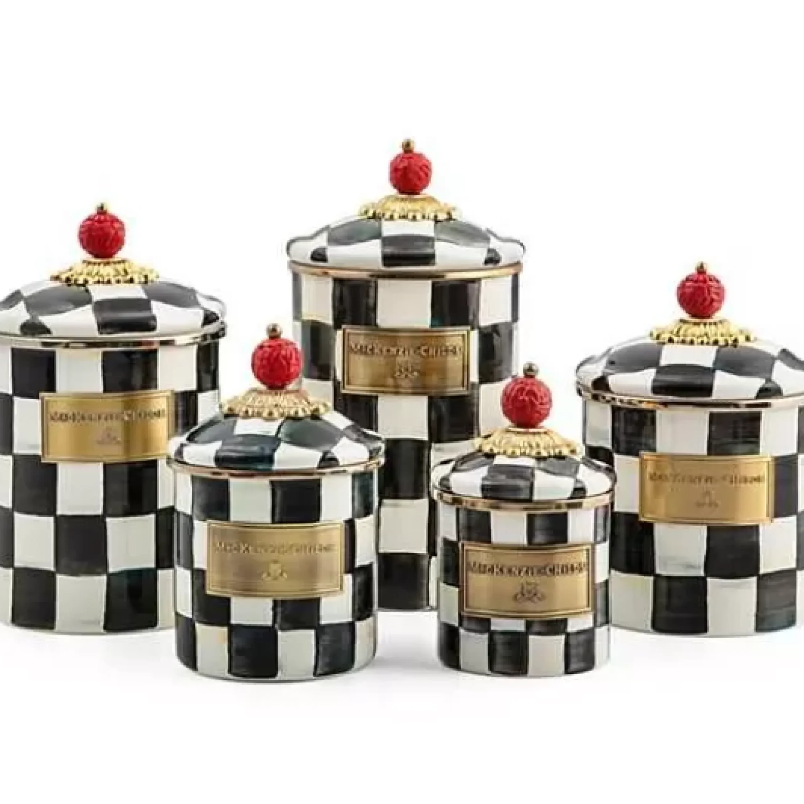 MacKenzie-Childs Courtly Check Mini Canister< Room Accents|Kitchen Storage & Organization