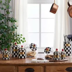 MacKenzie-Childs Courtly Check Mini Canister< Room Accents|Kitchen Storage & Organization