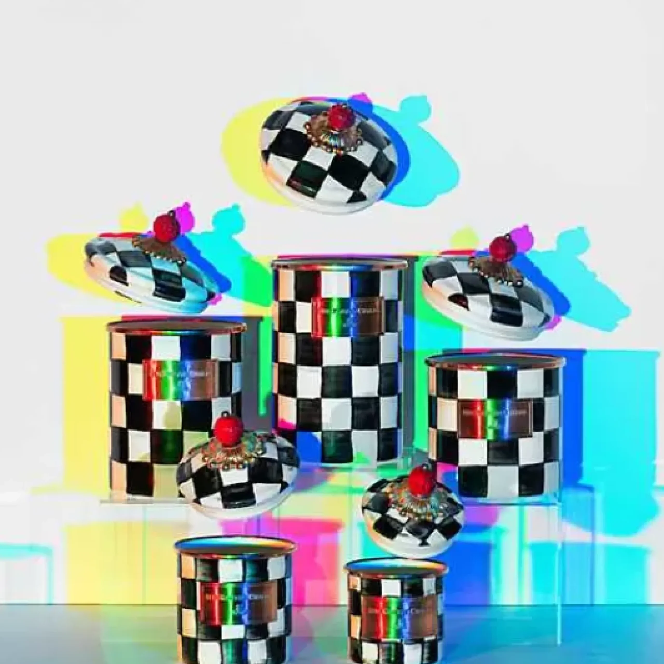 MacKenzie-Childs Courtly Check Mini Canister< Room Accents|Kitchen Storage & Organization