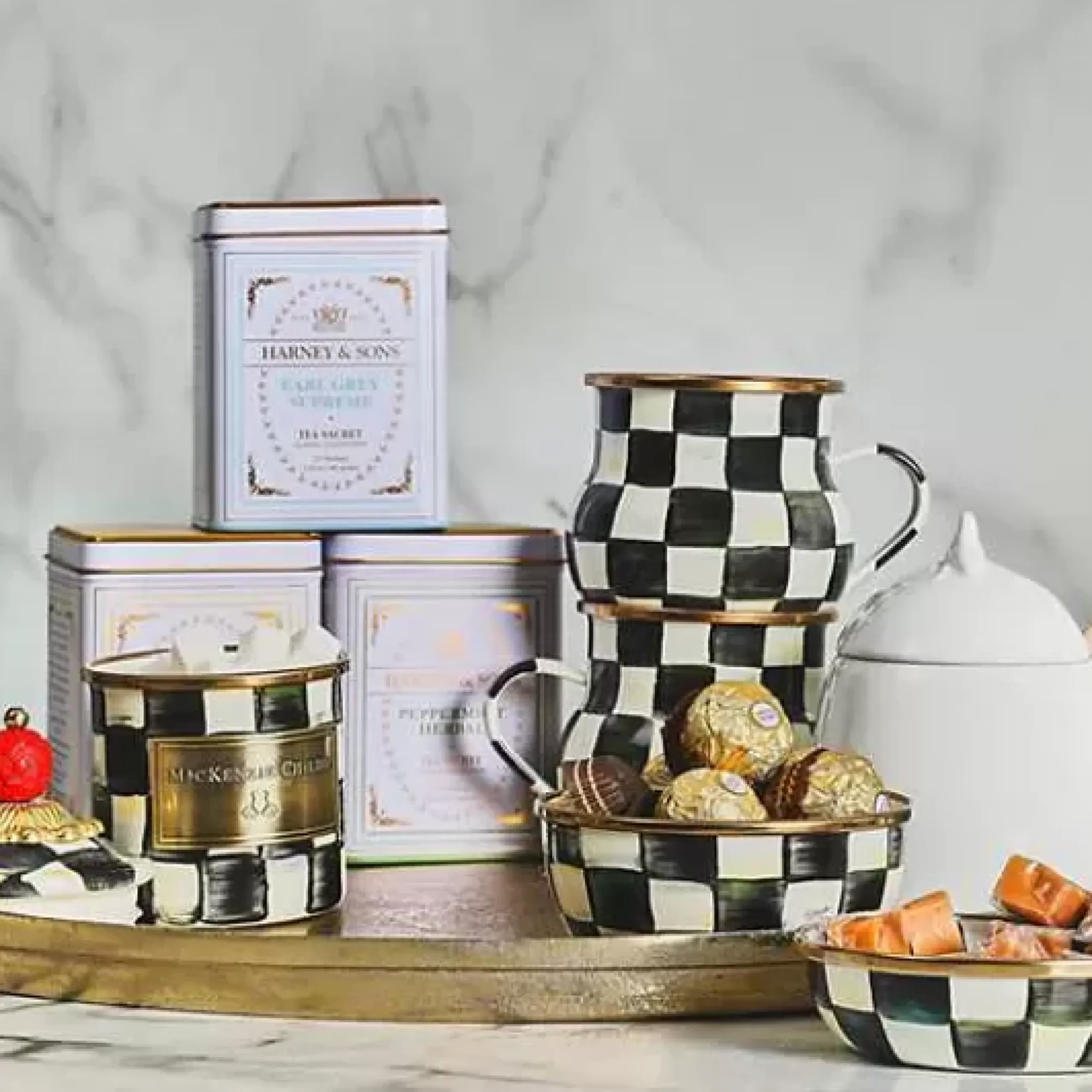 MacKenzie-Childs Courtly Check Mini Canister< Room Accents|Kitchen Storage & Organization