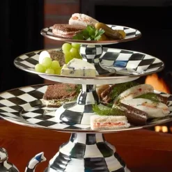 MacKenzie-Childs Courtly Check Mini Pedestal Platter< Serveware