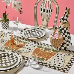 MacKenzie-Childs Courtly Check Orchid Drop In< Greenery & Florals