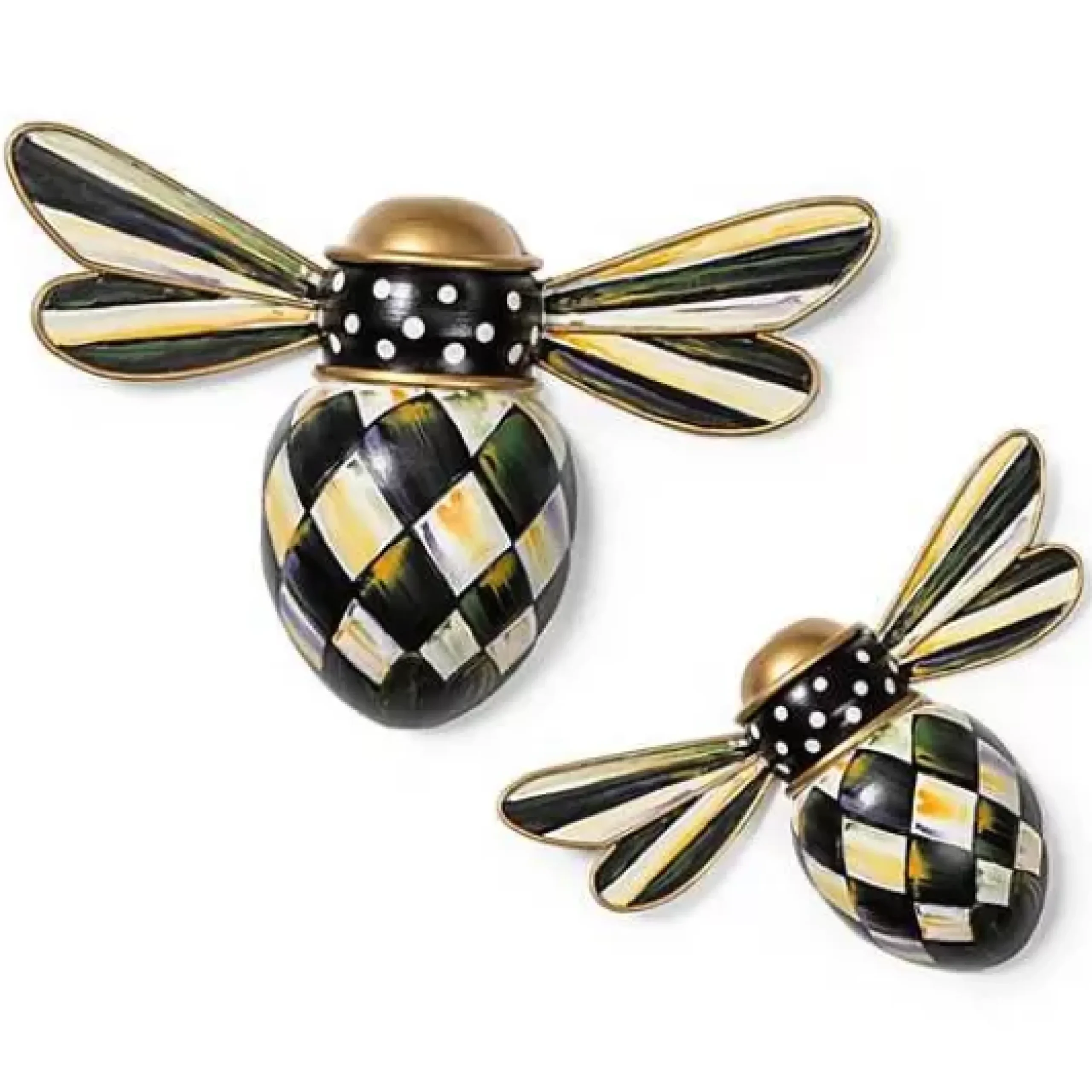 MacKenzie-Childs Courtly Check Outdoor Bee Wall Decor, Set of 2< Spring|Outdoor