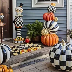MacKenzie-Childs Courtly Check Outdoor Pumpkin< The Halloween Shop|The Fall Shop