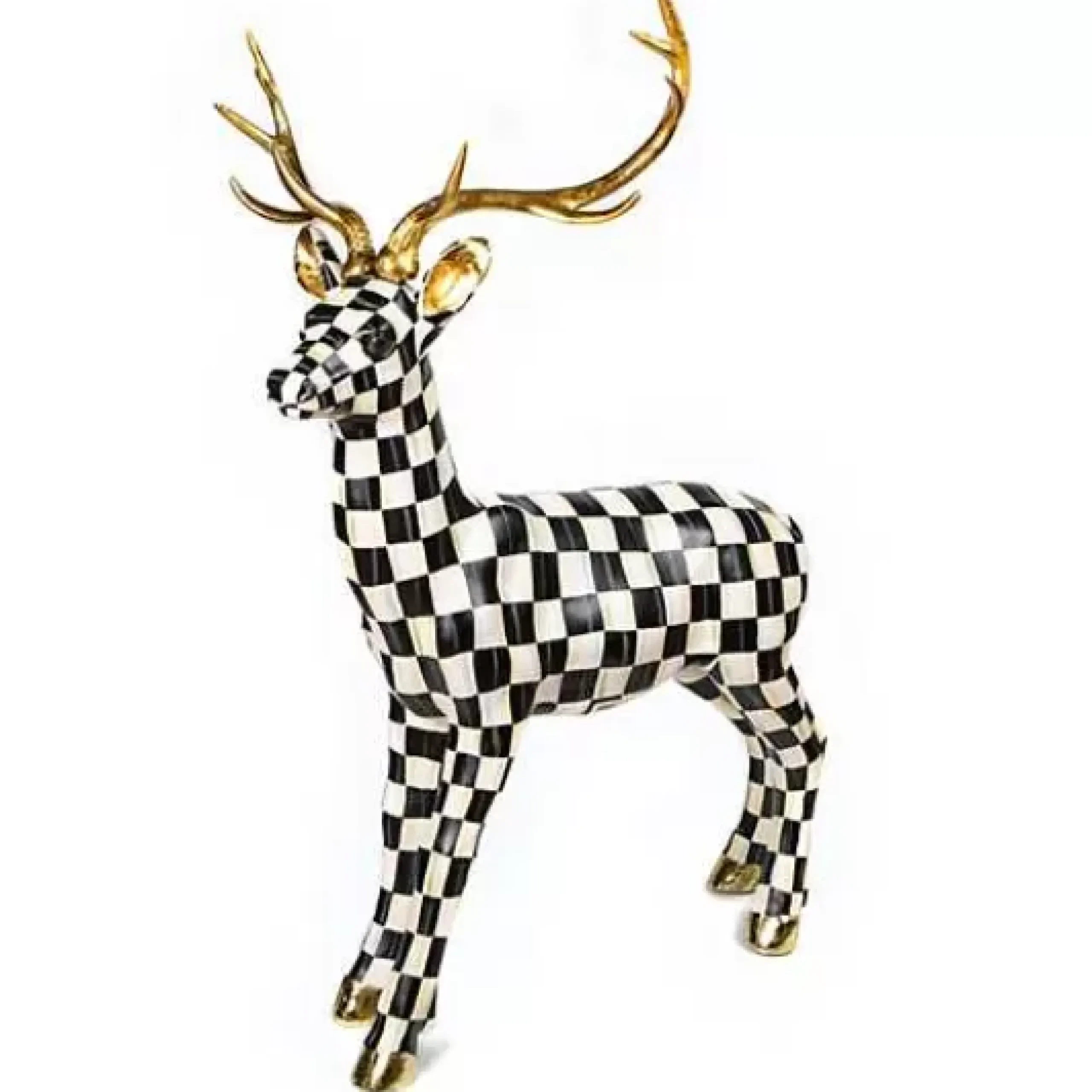 MacKenzie-Childs Courtly Check Outdoor Standing Deer< Holiday|Outdoor