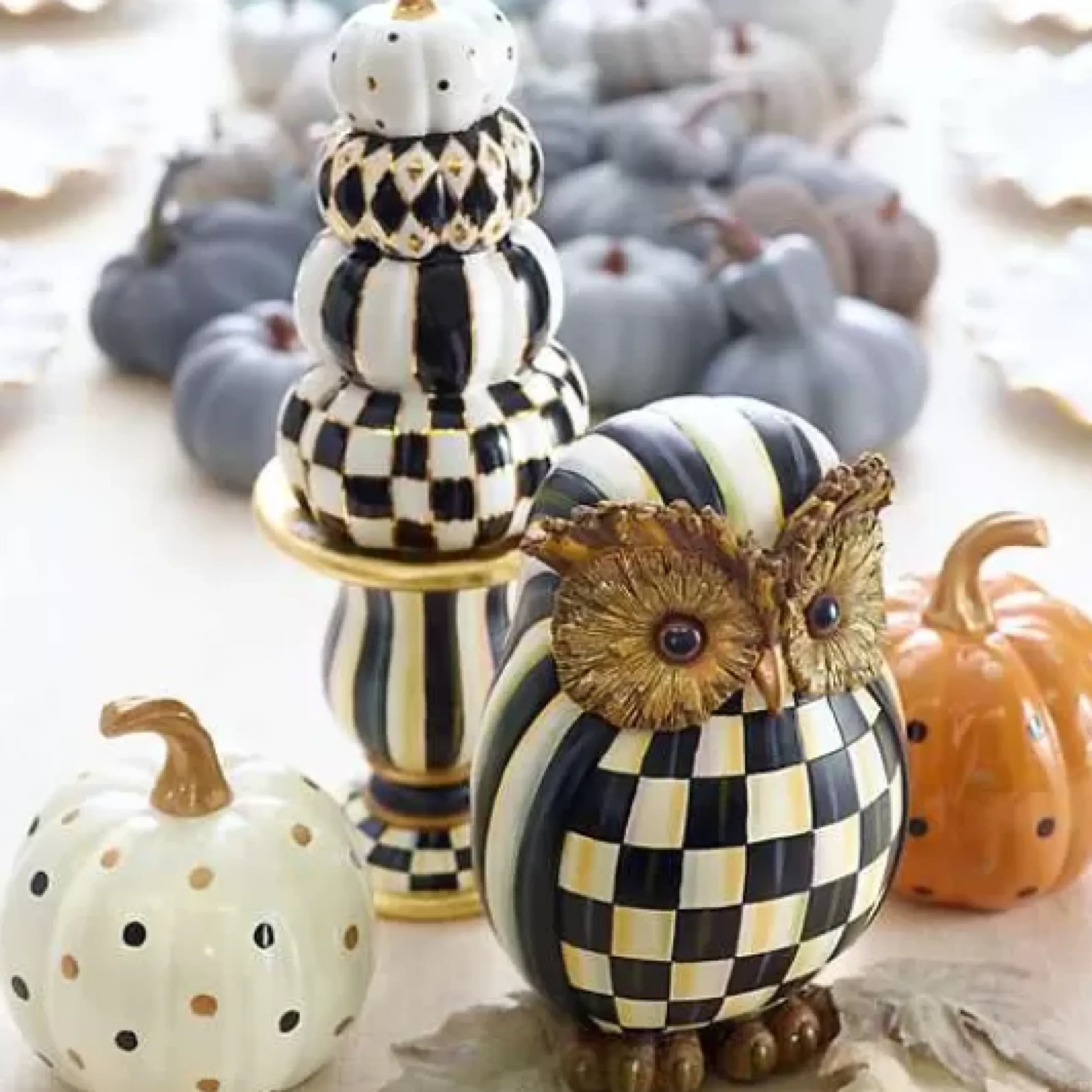 MacKenzie-Childs Courtly Check Owl< The Halloween Shop|The Fall Shop