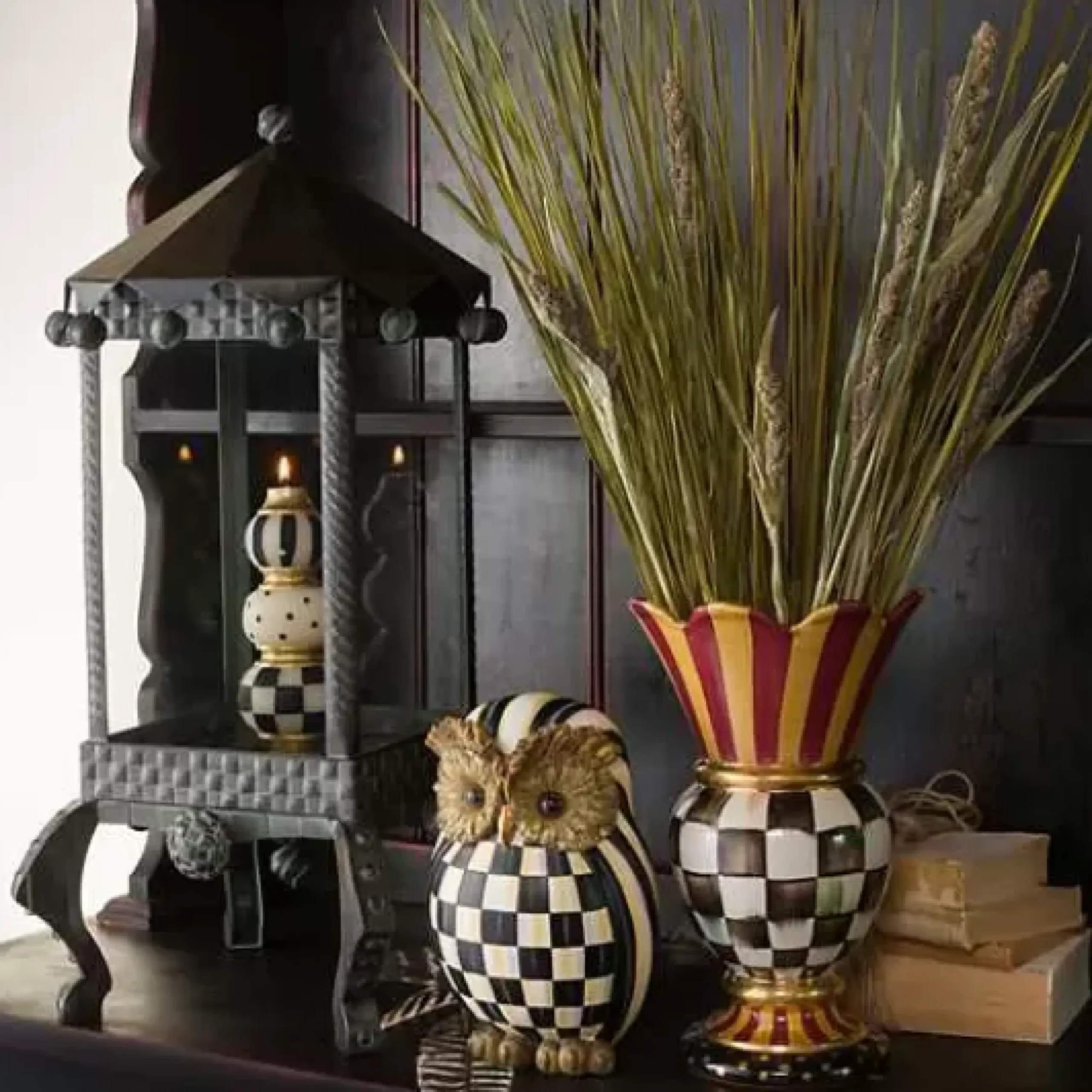 MacKenzie-Childs Courtly Check Owl< The Halloween Shop|The Fall Shop