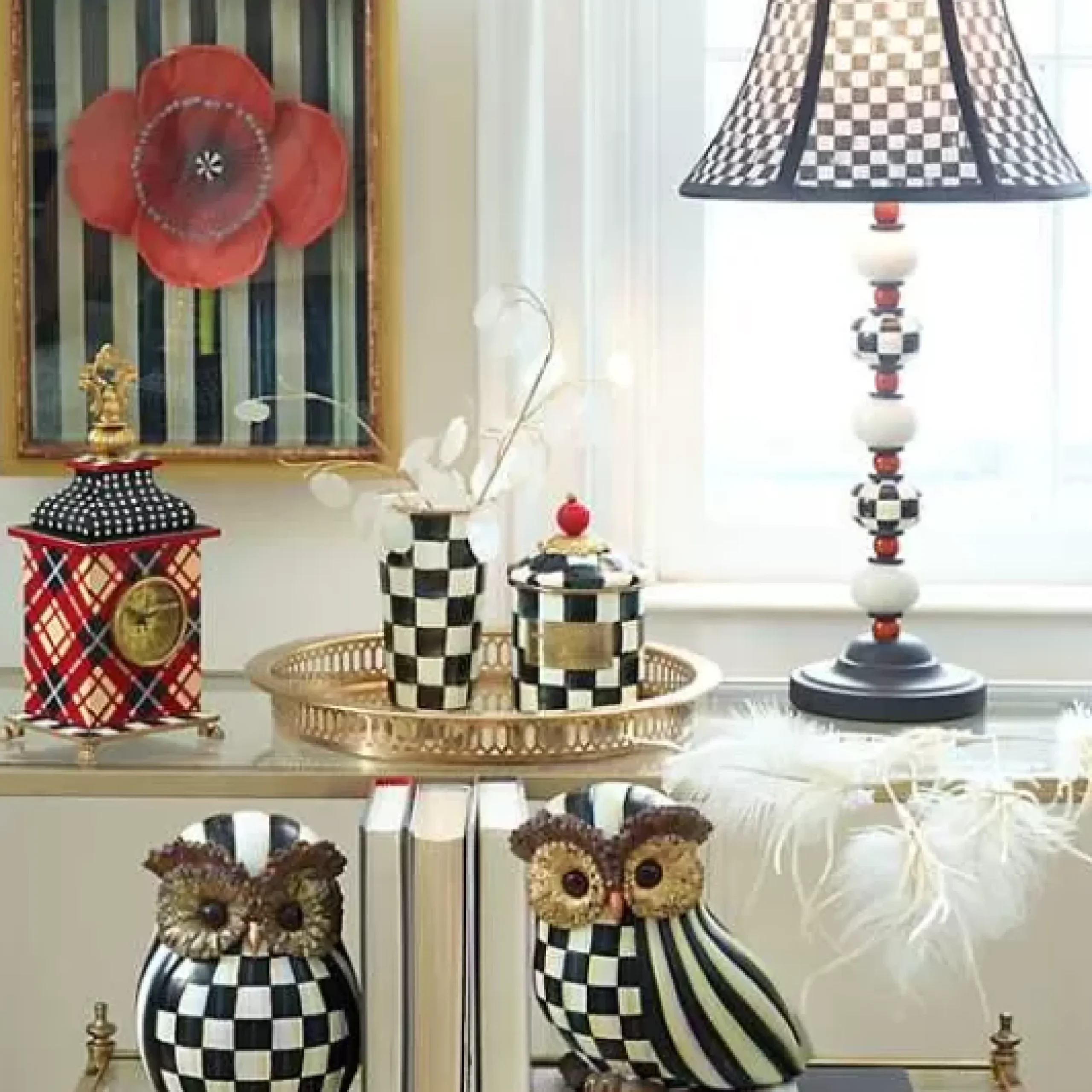 MacKenzie-Childs Courtly Check Owl< The Halloween Shop|The Fall Shop