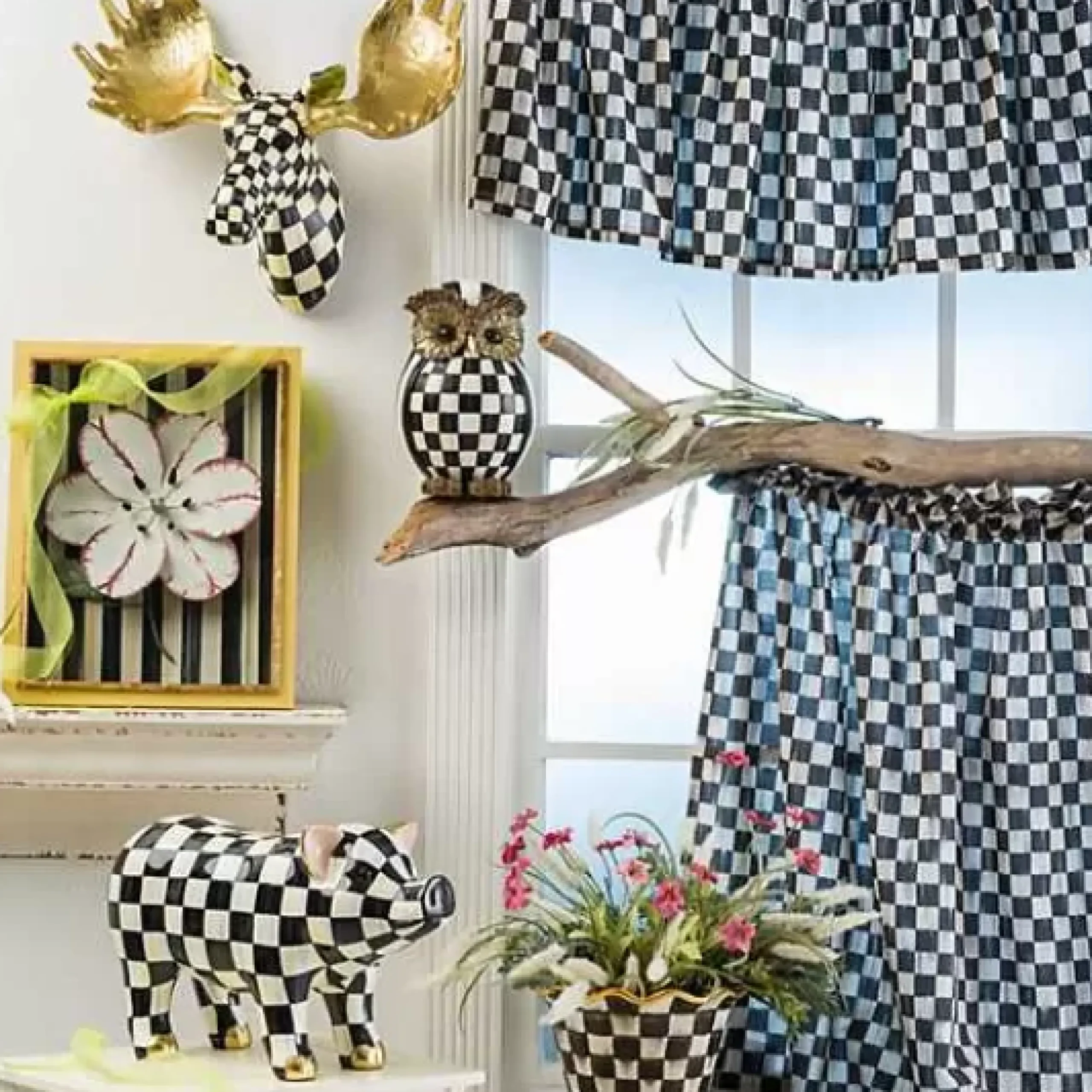 MacKenzie-Childs Courtly Check Owl< The Halloween Shop|The Fall Shop