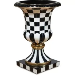 MacKenzie-Childs Courtly Check Pedestal Urn< Spring|Outdoor